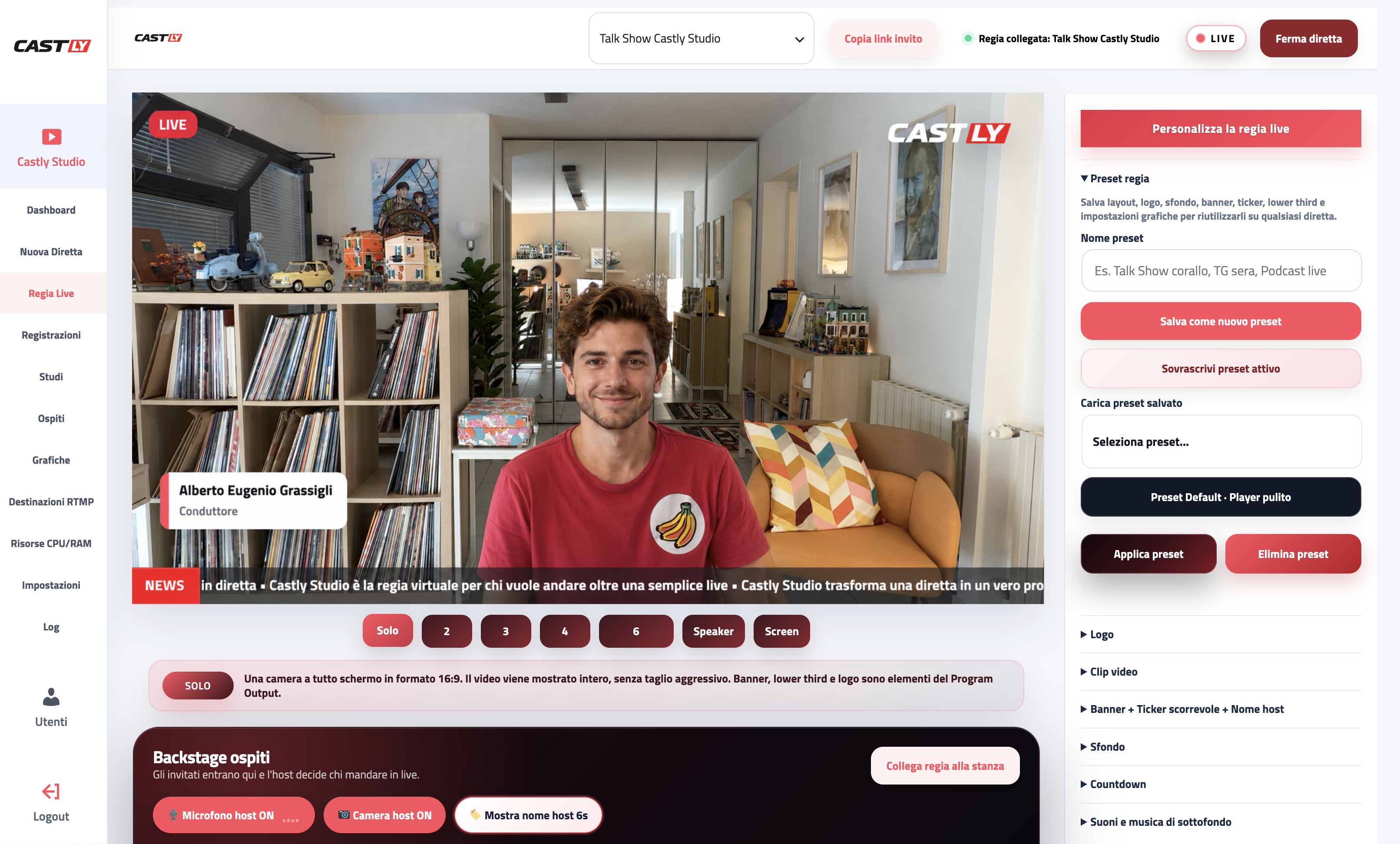 Interfaccia Castly Studio